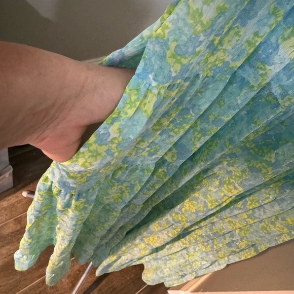 Likely Blue and Green Maxi A-Line Skirt with Smocked Tiered Design - Picture 8 of 12